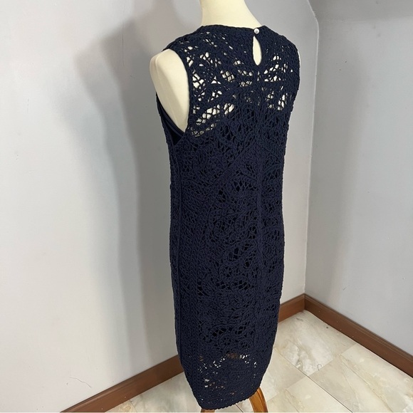 Brooks Brothers Crochet Cotton Midi Dress Preppy Career Business Blue Minimalist - Picture 9 of 13